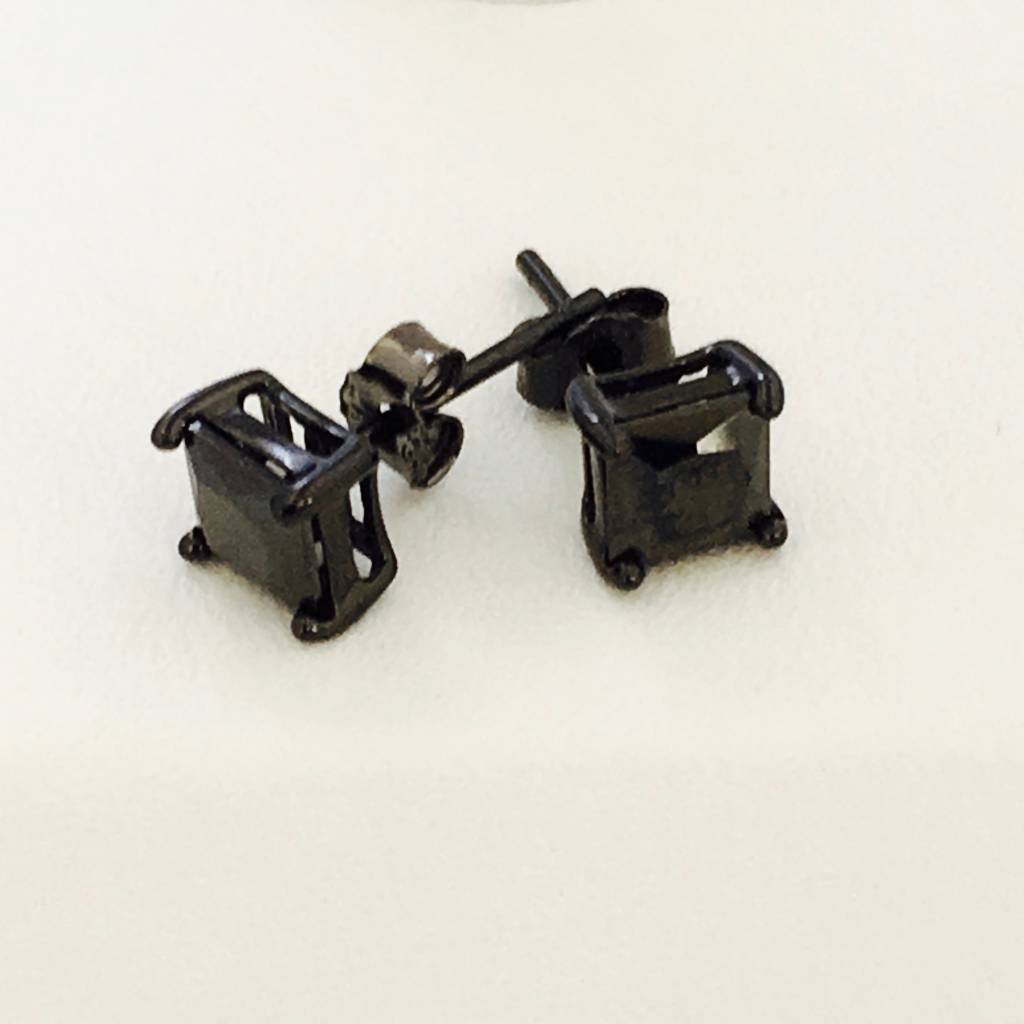 Z1104  3mm. Black Plated Earrings