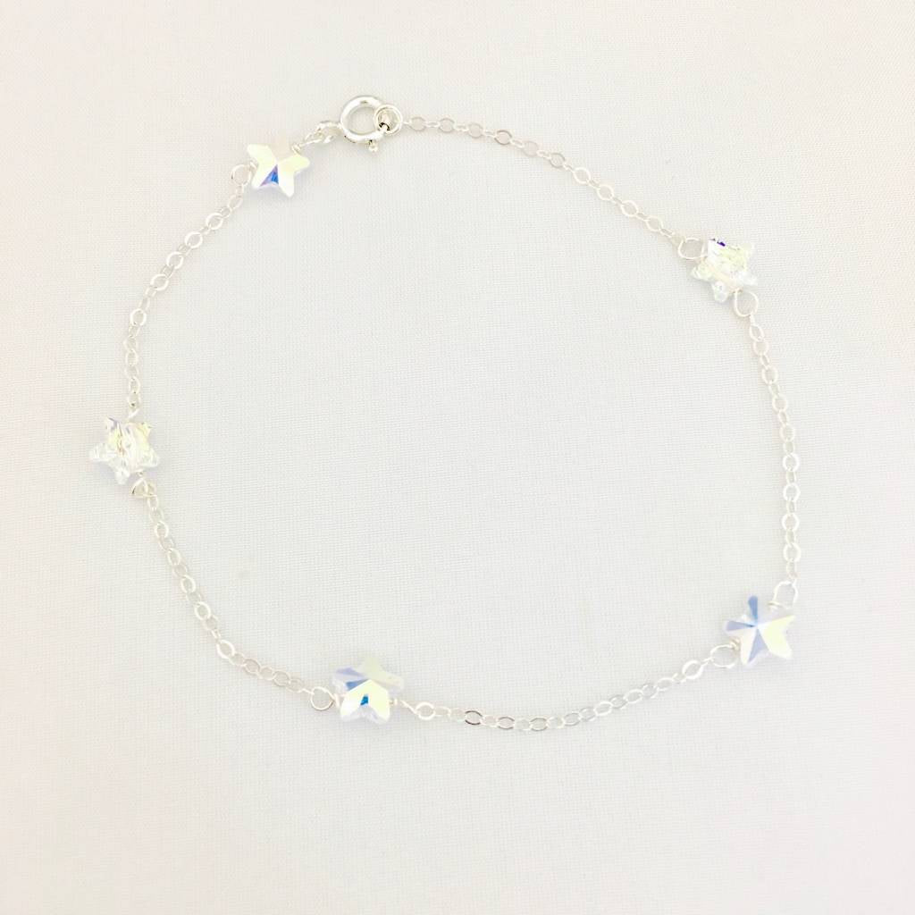 C1061  Stars Anklet 10" Austria Crystals