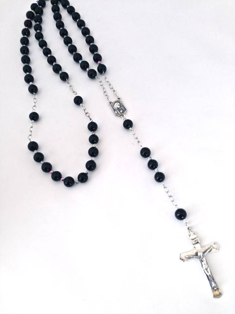 ST-870   Onyx  Rosary   30"