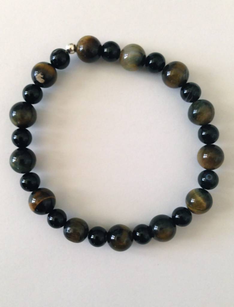 ST-1118  Bracelet  Black Onyx and Tiger Eye