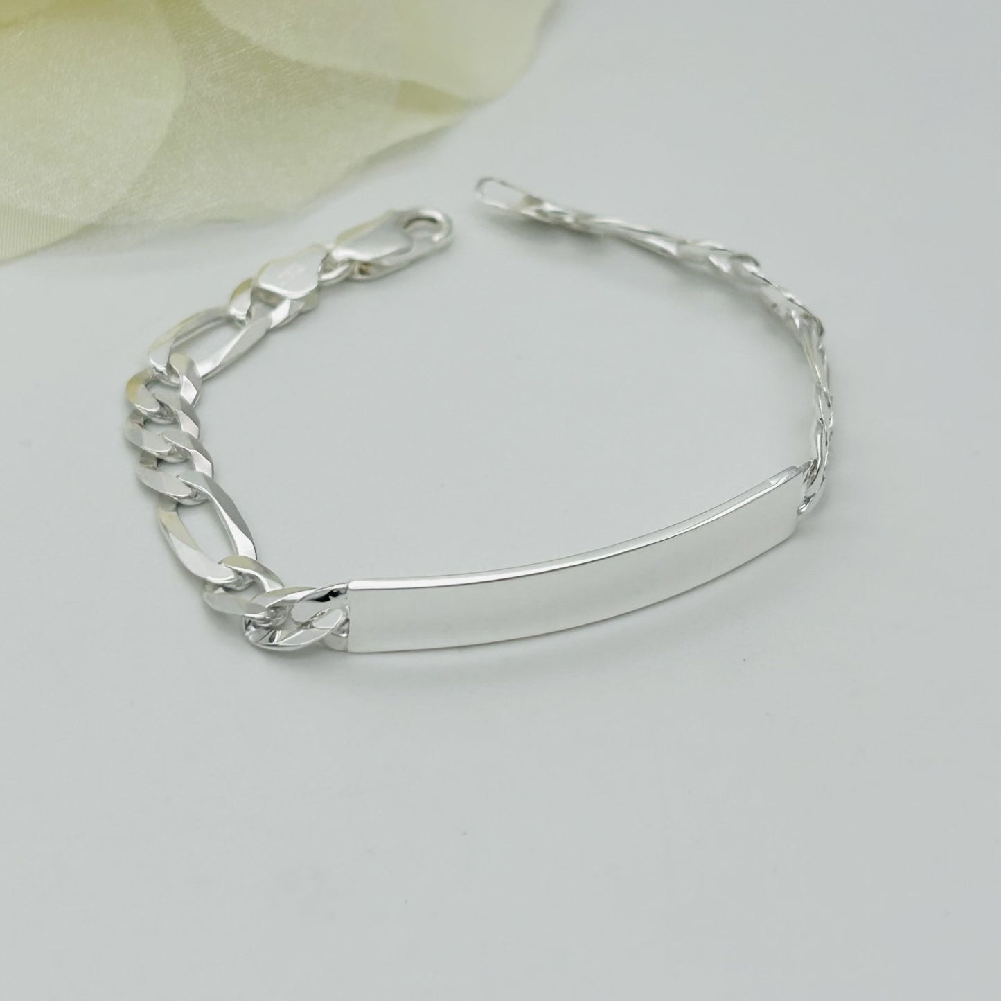 S1463BL Super Flat Figaro ID Bracelet 7mm. x 7"