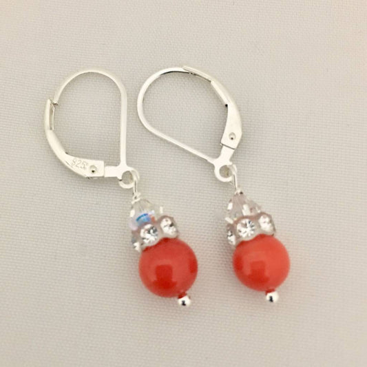 CH868ER Red Dyed Bamboo Coral Earrings