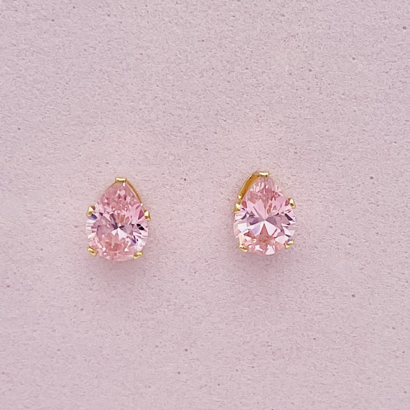 SS950   8X 6 mm. GP  Pink Earrings