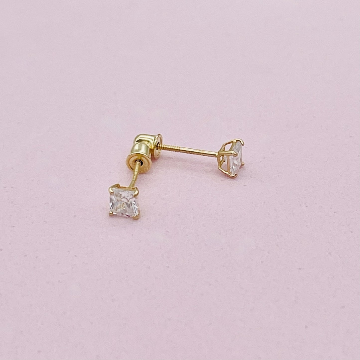 G32ER 3mm.Square 14K Gold Post Earrings