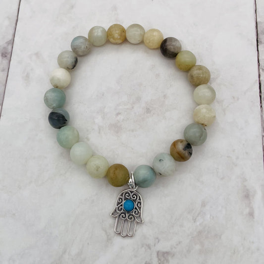 ST1789BL Amazonite Hamsa  7"