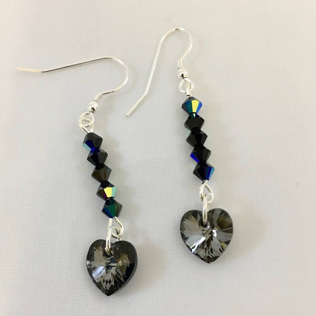 C1143ER Black Hearts Earrings