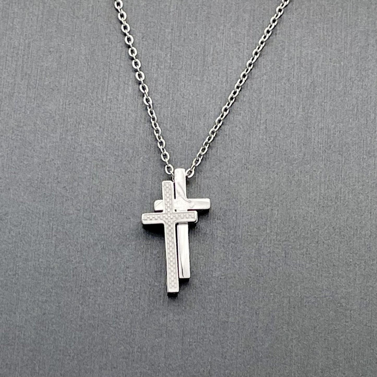 SS1161 Double Cross Necklace. 18"