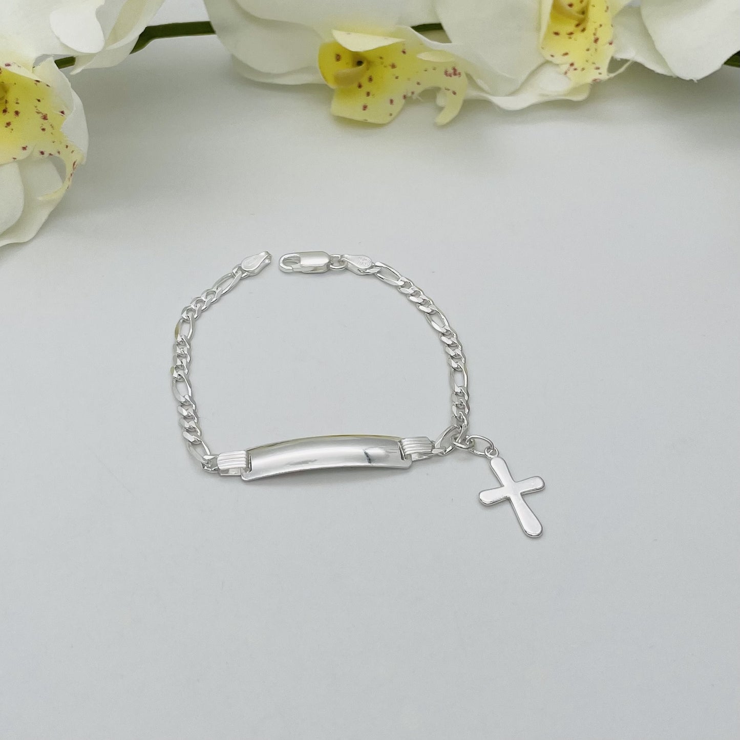 S1494BL Figaro ID Bracelet  With Cross