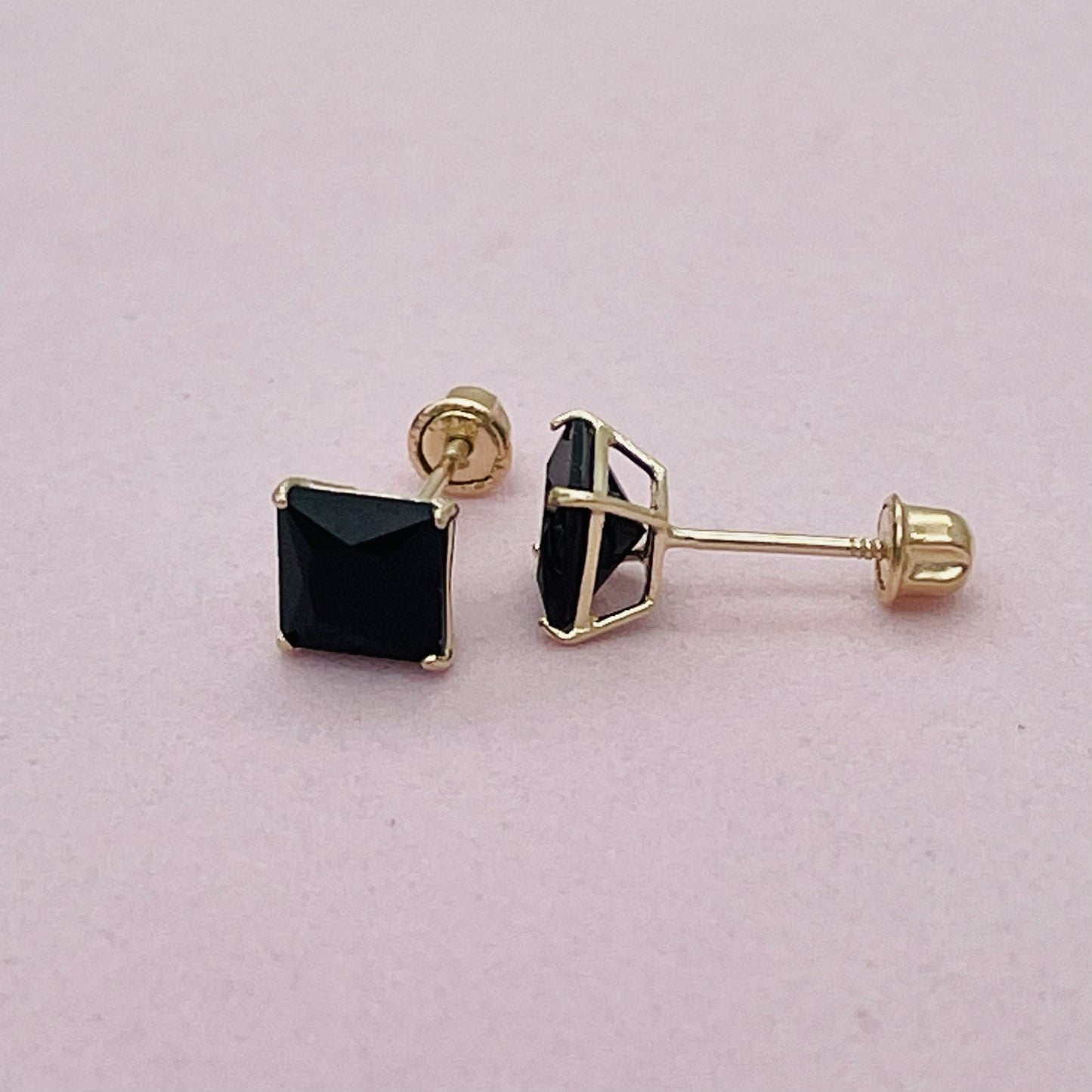 G-242 Black Post Earrings  5mm.