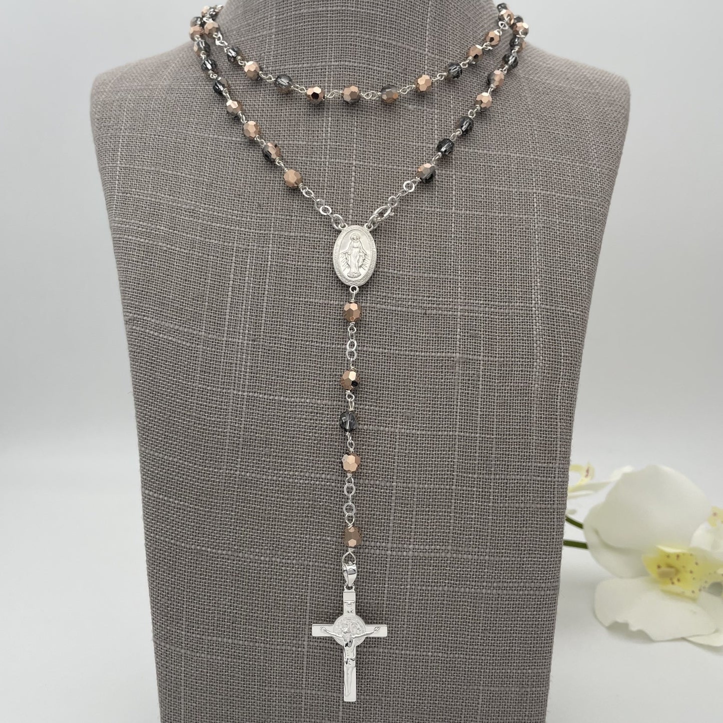 C1386 Handmade Austrian Crystals Rosary 30"