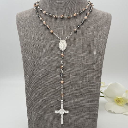 C1386 Handmade Austrian Crystals Rosary 30"