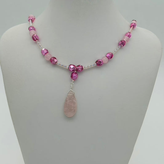 ST1924NL Rose Quartz Necklace 18"