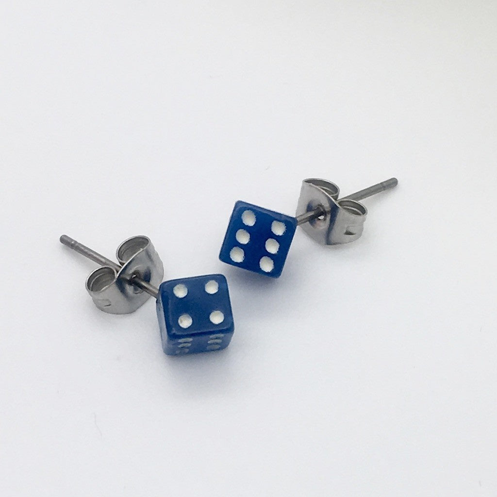 SS1099  Blue Dice Earrings