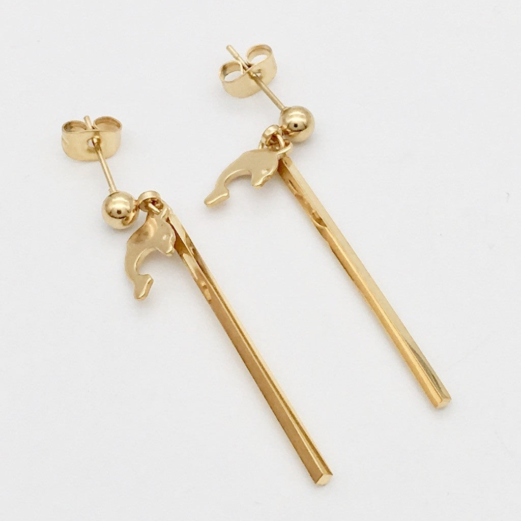 SS1351 Gold Plated Dolphin Earrings