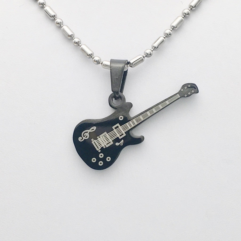 SS1330 Black Plated Guitar Pendant