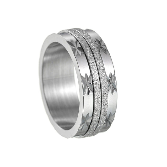 SS1578 Wedding Spinner Ring 8mm.