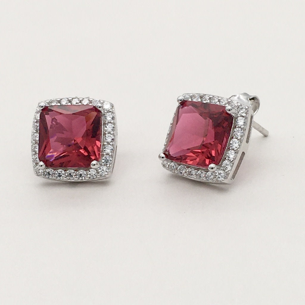 Z1402  10X10mm. Earrings  Ruby