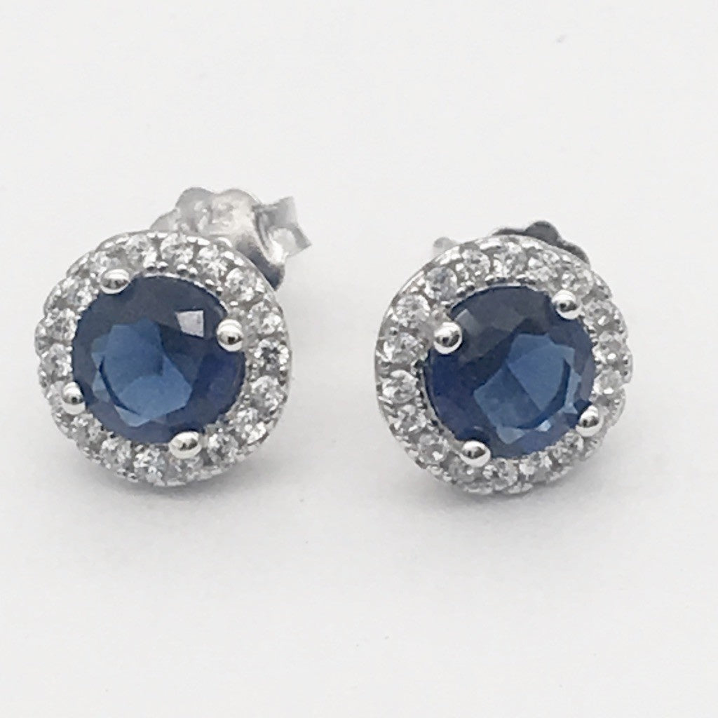 Z1019ER Sapphire Round Earrings