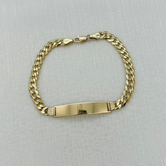 G381BL 14K Gold Curb ID Bracelet 7mmx9"