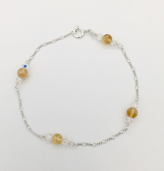 ST1375   Citrine Anklet 9"