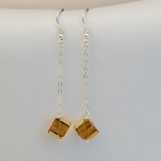 C1001 SW  Golden Cube Earrings