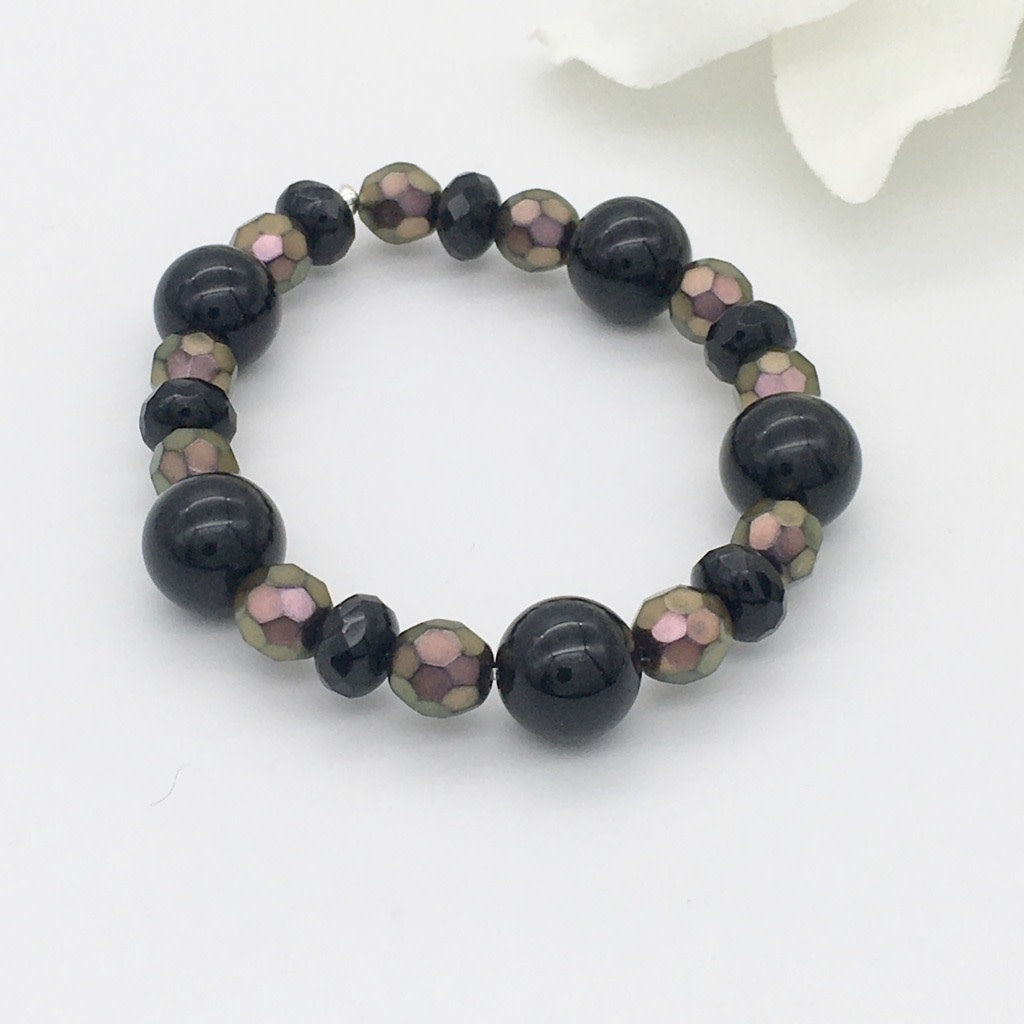 ST1496  Rainbow Obsidian Bracelet 7"