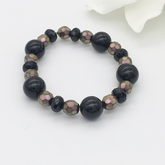 ST1496BL  Rainbow Obsidian Bracelet 7"