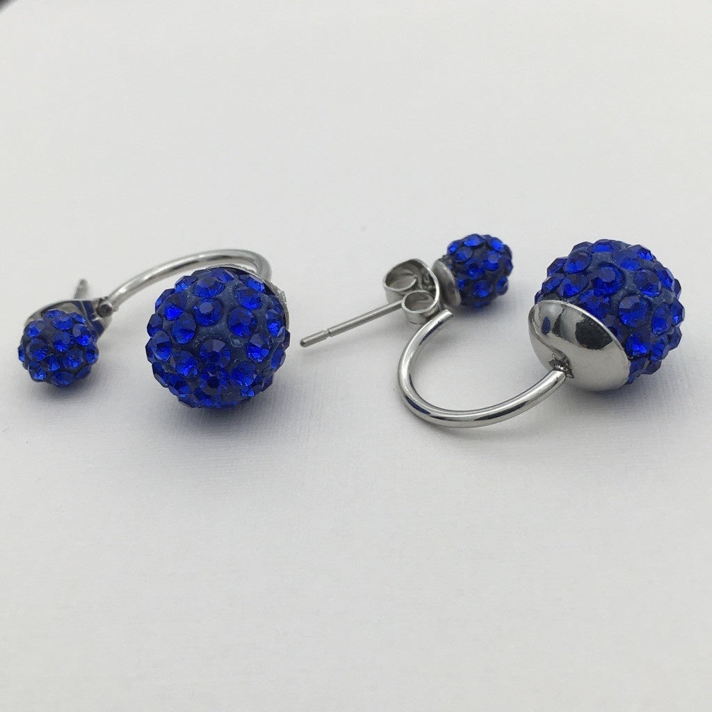 SS928 Sapphire Double Side Stud Earrings