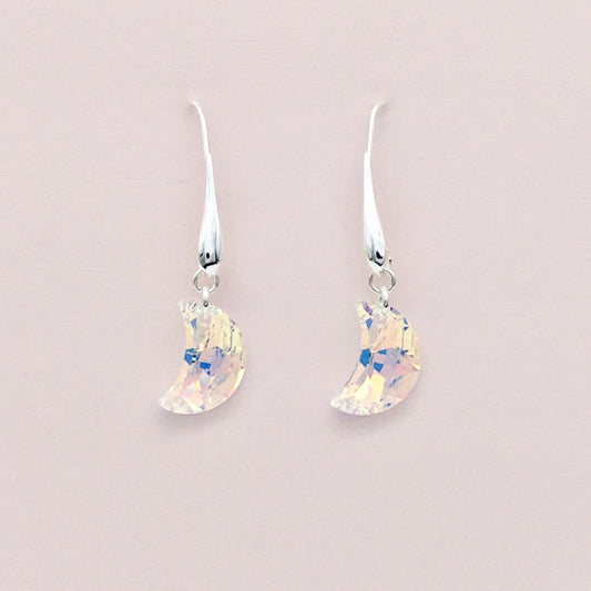 C1187ER Clear AB Moon Earrings