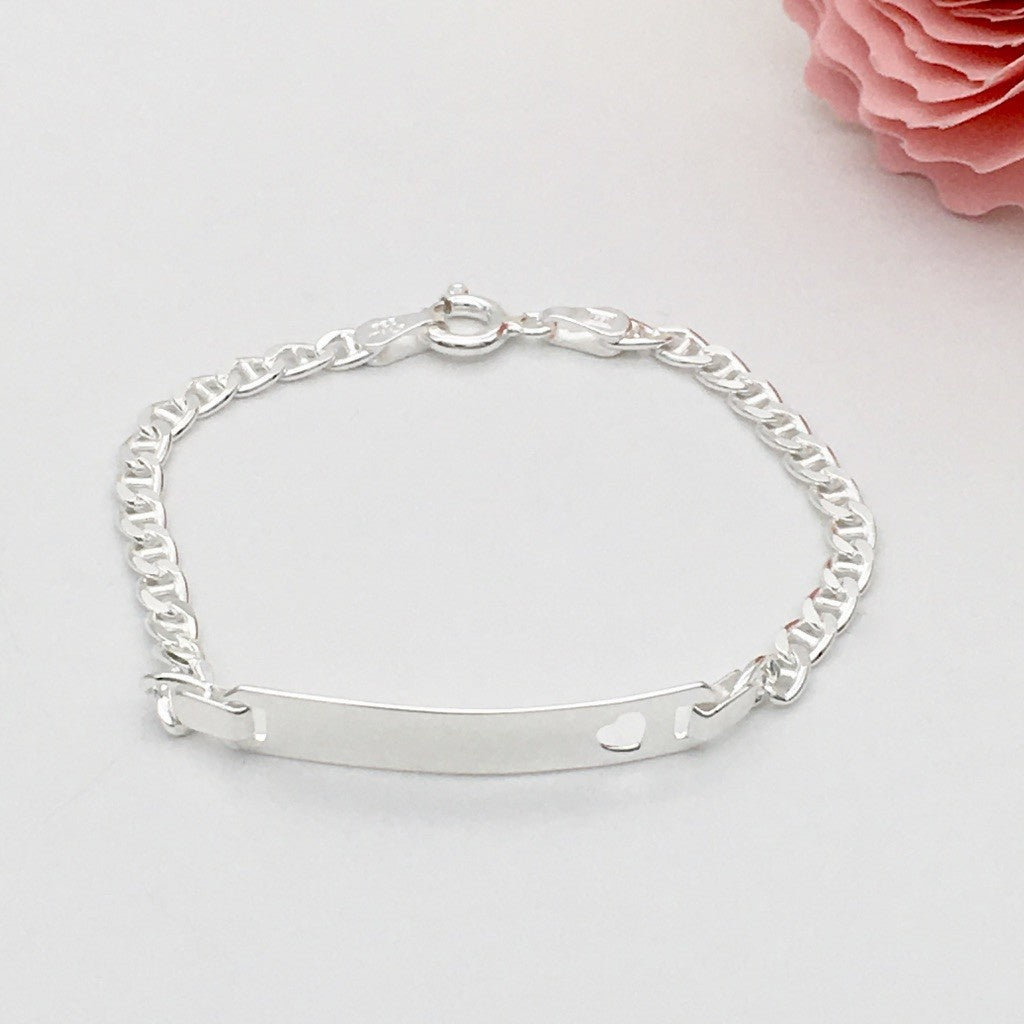 CH895BL Marina ID Bracelet With Heart 5mm.5.5"