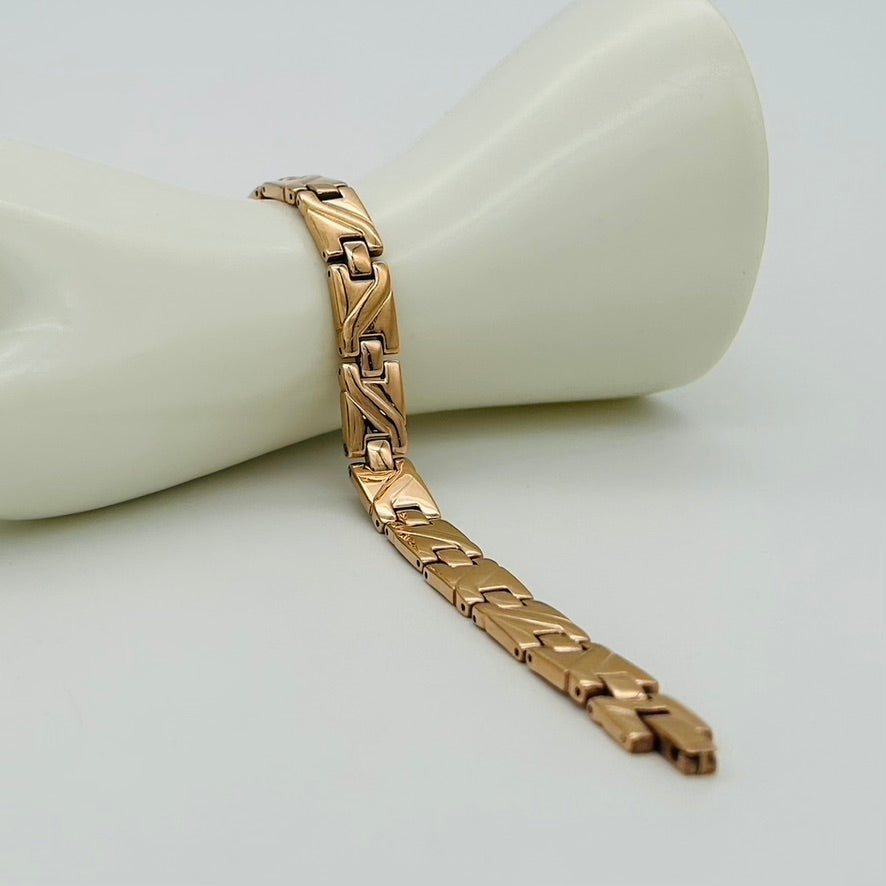 SS1526 Bracelet  Rose Gold Germanium 10mm.x9"