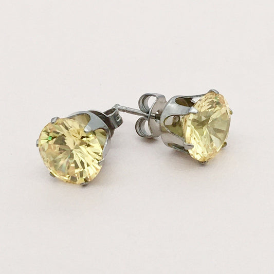 SS1314 8mm Yellow Earrings