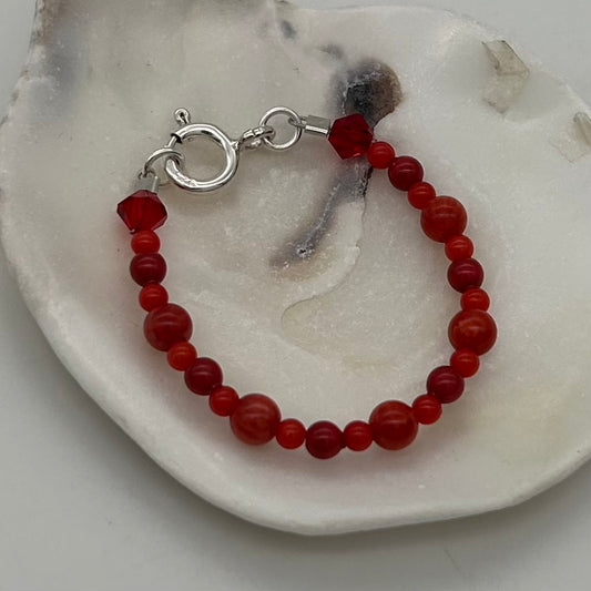 CH981 Dyed Red Bamboo Coral Baby Bracelet 3.5"