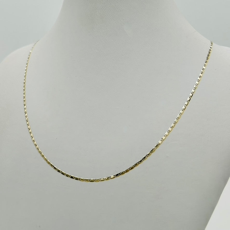 G384Ch 14K Gold  Valentino Style Chain  1.3x16"