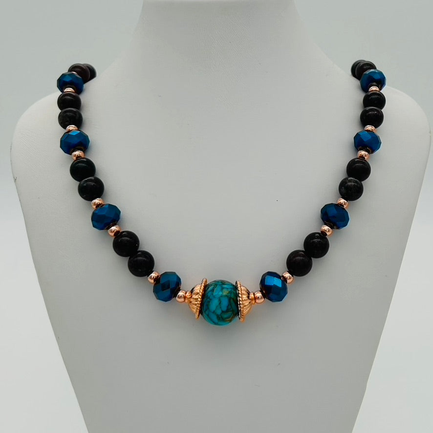 CO13NL Copper, Magnesite & Jasper Necklace 18"