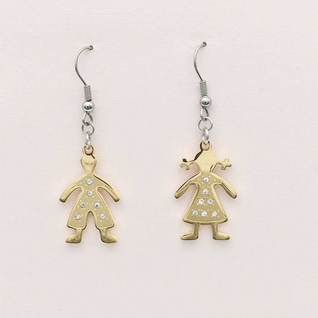 SS1420 Gold Plated Boy and Girl Earrings