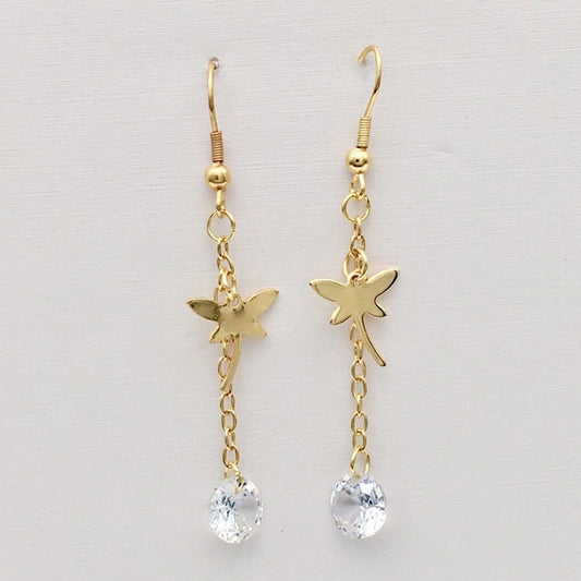 SS1193   Gold plated Dragonfly Earrings