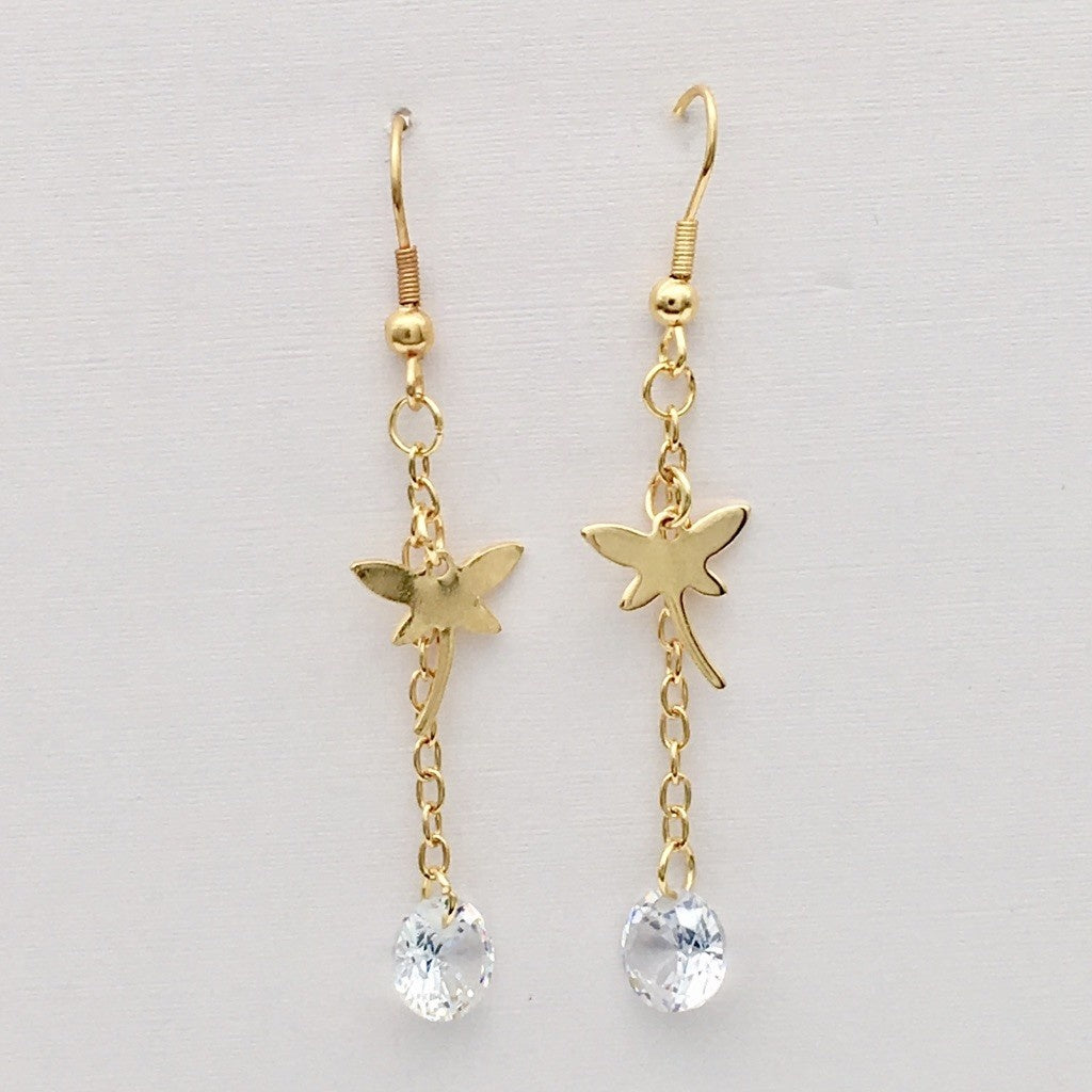 SS1193   Gold plated Dragonfly Earrings