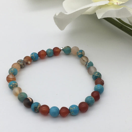 ST1417BL Red Agate & Turquoise jasper 7"