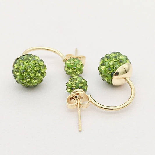 SS928 G/P Green Double Side Stud Earrings