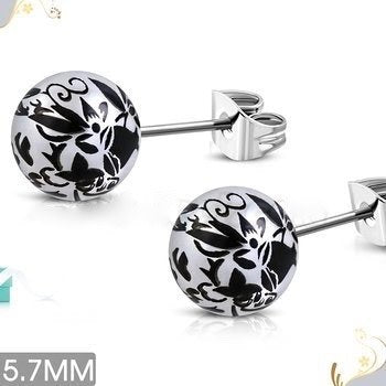 SS986 5.7mm. Black  Earrings