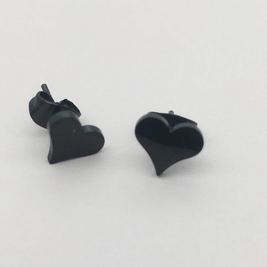 SS1107  Black Heart Earrings