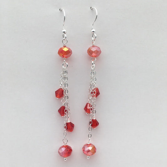 C1129ER Red Earrings 70mm. Long