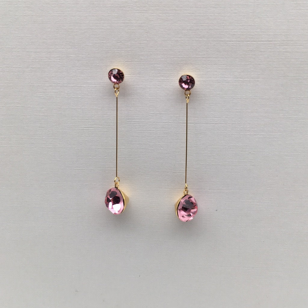 SS955  Gold Plated Pink Earrings