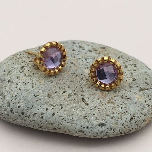 SS1175 10mm.  Gold Plated Lilac Earrings