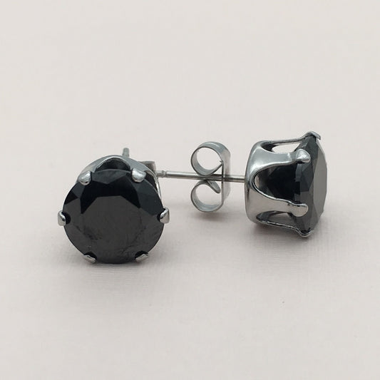 SS1314 10mm Black Earrings