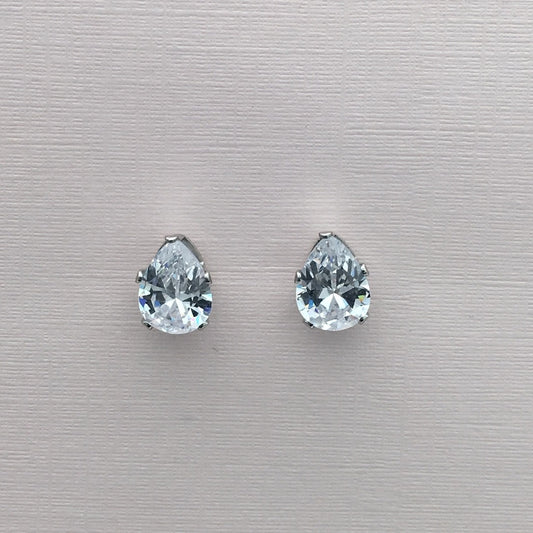 SS950   8X 5 mm. Clear Earrings