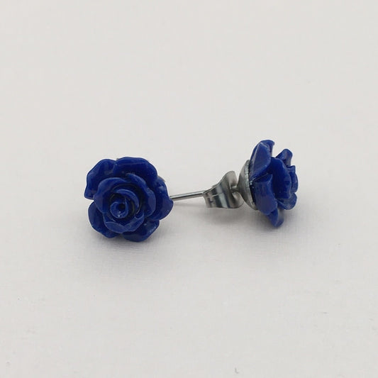 SS1039 10mm. Indigo Flower Earrings