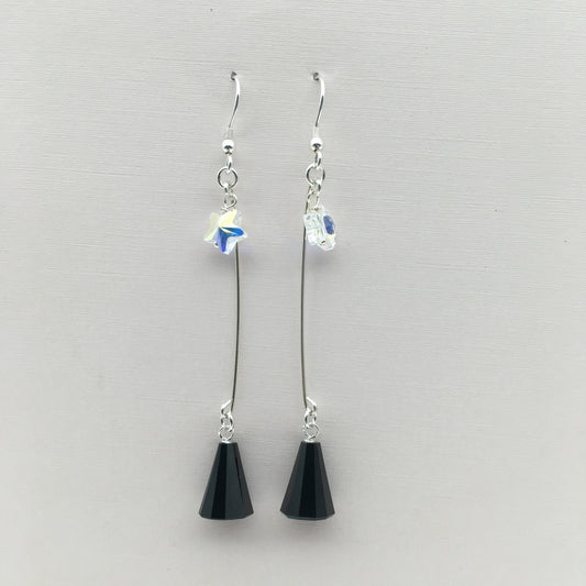 C1208  80mm. Long Black Earrings