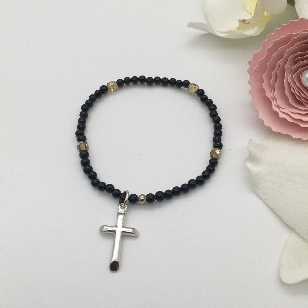 ST1473BL Onyx Rosary Bracelet